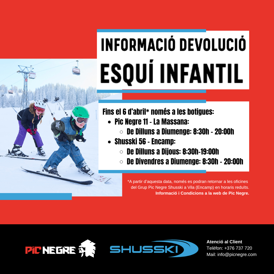 Informació devolució esquí infantil