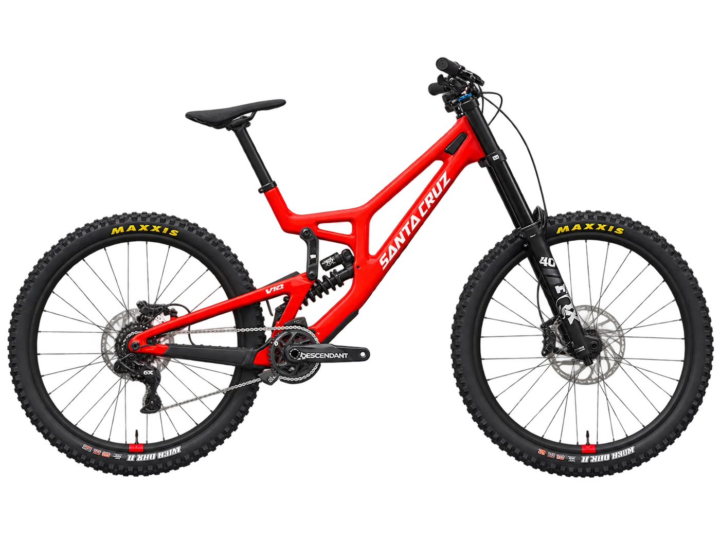 Bicicleta de montaña roja, diseño moderno.